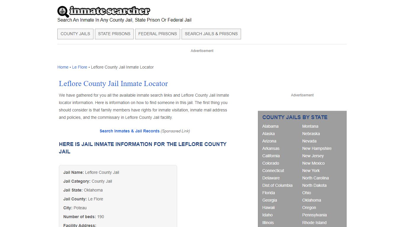 Leflore County Jail Inmate Locator - Inmate Searcher